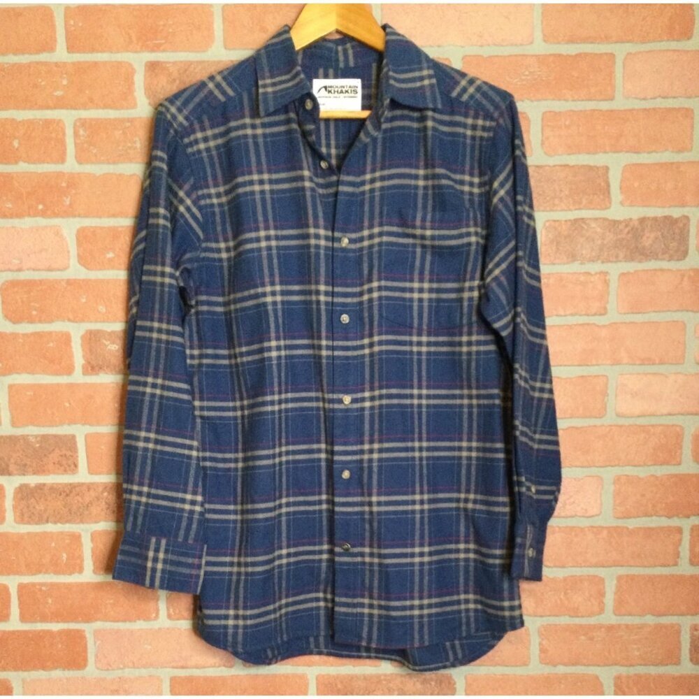 Mountain Khakis Mens Plaid Flannel Shirt Blue Size S Small 100% Cotton